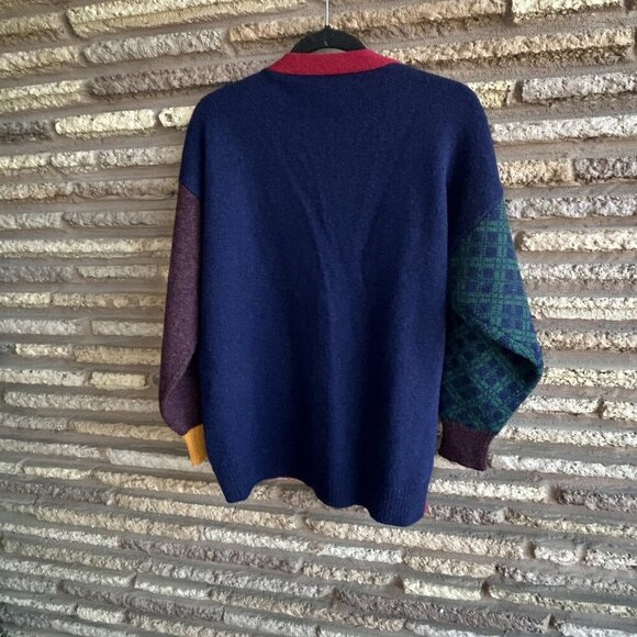 Susan Bristol Vintage Patchwork Collegiate Varsity 100% Wool Cardigan Sweater - Picture 4 of 10